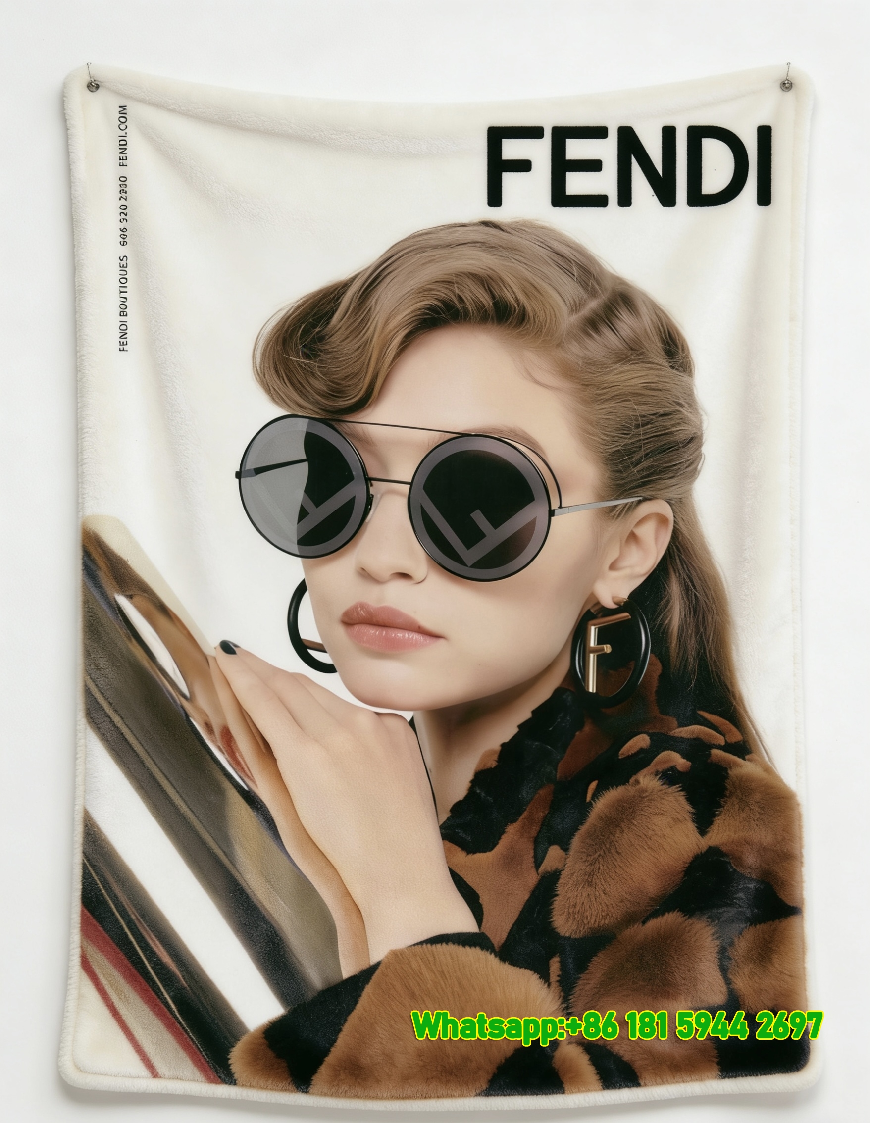 Fendi Retro Sunglasses Fashion Print Flannel Throw Blanket IMG_9548